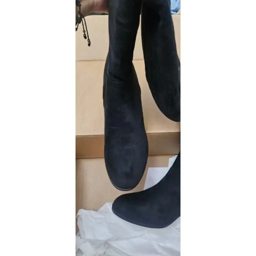 Bz. MSRP $56 NWOB LOTGNIMRY BLACK FAUX SUEDE KNEE HIGH BOOTS ♡SIZE 42♡